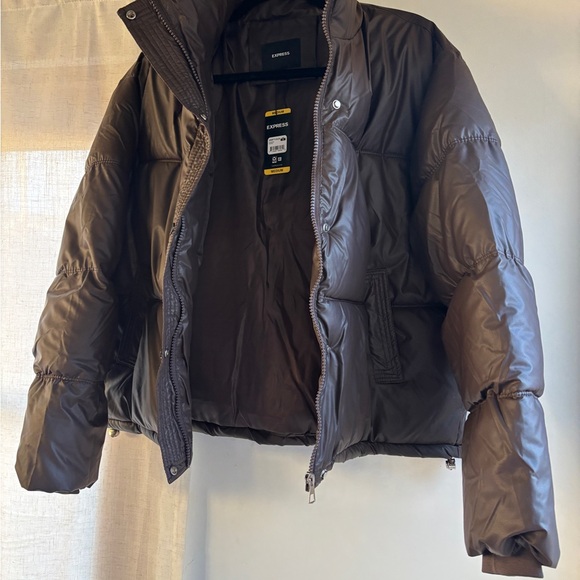 Express Dark Brown Puffer Jacket - Picture 2 of 6